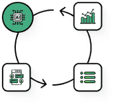 circle with graph boxes icon