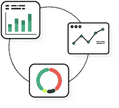 various graphs with circles line icon